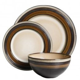 Gibson Elite Everston 12 Piece Dinnerware Set in Cream and Brown