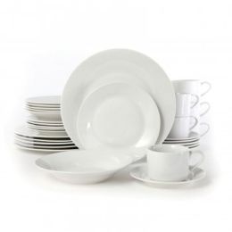 Gibson Rosendal 30 Piece Porcelain Dinnerware Set in White