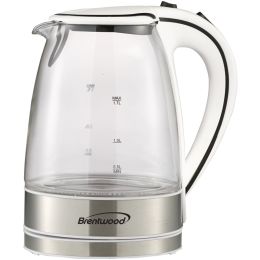 Brentwood Appliances KT-1900W 1.7-Liter Cordless Tempered-Glass Electric Kettle (White)