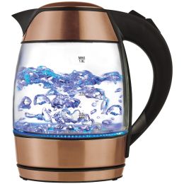 Brentwood Appliances KT-1960RG 1.8-Liter Cordless Glass Electric Kettle with Tea Infuser (Rose Gold)