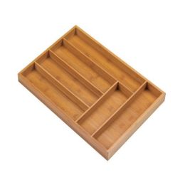 Bamboo Cutlery 6-Place Tray Organizer