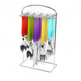 Gibson Home Santoro 20-Piece Stainless Steel Flatware Set with Hanging Rack inAssorted Colors