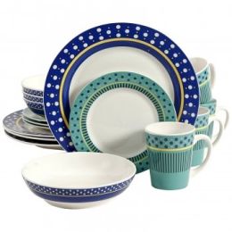 Gibson Home Lockhart 16 Piece Round Stoneware Dinnerware Set