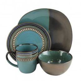 Gibson Ocean View 16 Piece Dinnerware Set Blue