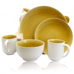 Gibson Serenity Amber 16 Piece Stoneware Dinnerware Set in Yellow