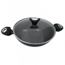 Oster Cuisine Allston 6 Quart Aluminum Everyday Pan with Lid in Black