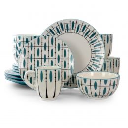 Laurie Gates Luminescent 16 Piece Dinnerware Set, Hand Painted