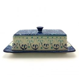 Meritage Navis Ceramic Floral Butter Dish in Blue