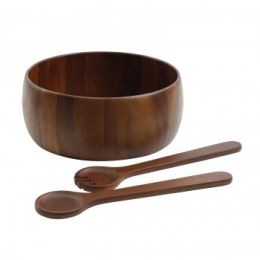 Elite Chestnut 3-Piece Salad Bowl with Servers Set, Wood