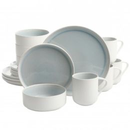 Gibson Elite Global Edge16 Piece Stoneware Dinnerware Set in Light Green