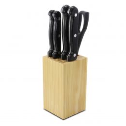 Gibson Collarette 6 Piece Stainless Steel Preparation Cutlery Knife Set with Wood Block