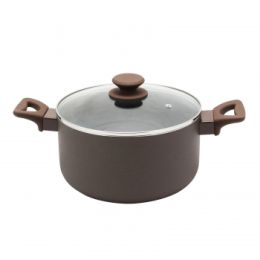 Oster Ashford 6 Quart Aluminum Dutch Oven with Tempered Glass Lid in Brown