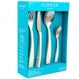 Gibson Home Deco Shine 16 Piece Flatware Set in White