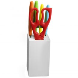 Gibson Colorsplash Primary Basics 6 Piece Stainless Steel Preparation Cutlery Block Set in Assorted Colors