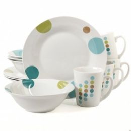 Gibson Home Retro Specks 12 Piece Stoneware Multicolored Dinnerware Set