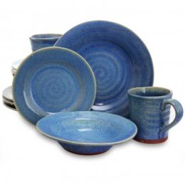 Gibson Elite Mariani 16 Piece Round Stoneware Dinnerware Set in Blue