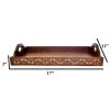 Traditional Wooden Tray With Brass Inlay Design, Brown