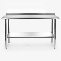 Stainless Steel 60 x 24 inch Heavy Duty NSF Certified  Work Bench Prep Table with Backsplash