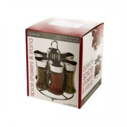 Glass Spice Shakers & Stand Set