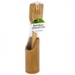 Bamboo Utensil Set In Holder