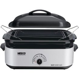 Nesco 18-Quart Porcelain Roaster Oven (Silver)