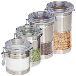 Honey-Can-Do Stainless Steel & Acrylic Canisters, 4 Pk