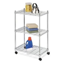 3-Tier Metal Cart on Wheels for Kitchen Microwave Bathroom Garage