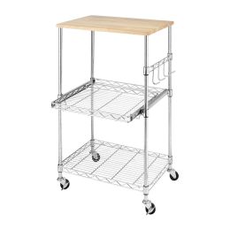 Sturdy Metal Kitchen Microwave Cart with Adjustable Shelves and Locking Wheels