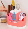 Multifunction Kitchen Shelving Turret Tool Knife Holder Pink