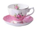 [Pink Flowers] Exquisite Demitasse Cup Coffee Cup Espresso Cup and Saucer