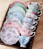 [Green Flowers] Exquisite Demitasse Cup Coffee Cup Espresso Cup and Saucer