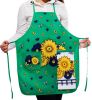 Flower & Butterfly Kitchen Apron Art Works Bib Aprons with Pocket and Hand Towel