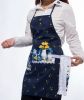 Dark Blue Kitchen Apron Art Works Bib Aprons with Pocket and Hand Towel