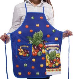 Fresh Vegetable Kitchen Apron Art Works Bib Aprons with Pocket and Hand Towel