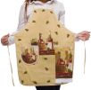 Romantic Wine Kitchen Apron Art Works Bib Aprons with Pocket and Hand Towel