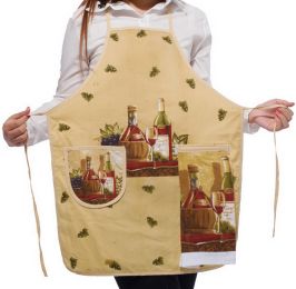 Romantic Wine Kitchen Apron Art Works Bib Aprons with Pocket and Hand Towel