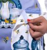 Tea Set Kitchen Lilac Apron Art Works Bib Aprons with Pocket and Hand Towel