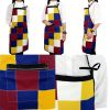 Handmade Simplicity Apron Barbecue Canvas Aprons with Pocket Multicolor