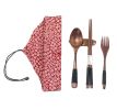 Environmental Wood Spoon Chopsticks Cutlery Set with Cloth Carry Bag Red