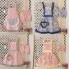 Cotton Apron Girls Living Home Overalls Apron and Oversleeves ,Pink Love