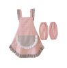 Cotton Apron Girls Living Home Overalls Apron and Oversleeves,Linen Pocket