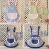 Beautiful Cotton Strap Girls Home Apron And Oversleeves,Blue Pocket,Cute Sleeve