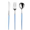 Creative Stainless Steel Three-piece Tableware,Blue and silver