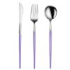 Creative Stainless Steel Three-piece Tableware,Purple and silver