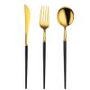 Creative Stainless Steel Three-piece Tableware, Black and gold
