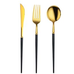 Creative Stainless Steel Three-piece Tableware, Black and gold