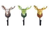 Elk Head Shape Design Decorative Wall Hooks 3pcs
