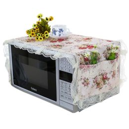 Elegant Flowers Design Microwave Oven Protective Cover Dust-proof Cover, B