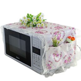 Elegant Flowers Design Microwave Oven Protective Cover Dust-proof Cover, C