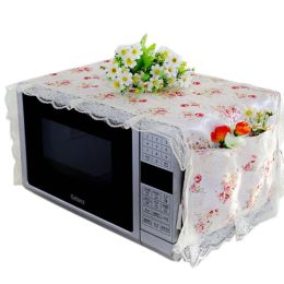 Elegant Flowers Design Microwave Oven Protective Cover Dust-proof Cover, D